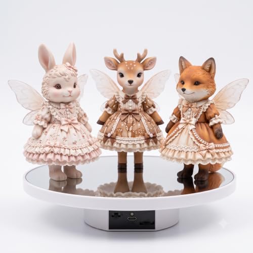 JAYEGT Motorized Rotating Display Stand, 10inch /11Lbs Load ,Mirror Cover ，360 Degree Electric Rotating Turntable ,Cup Display Turner Stand,Photography Products, Jewelry ,Tumbler -White