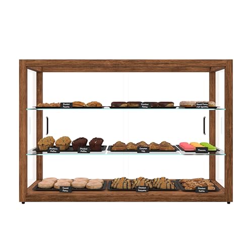 KoolMore 42 in. Horizontal Dark Wood Countertop Dry Bakery Display Case, Large Bread, Pastry and Dessert Display with Tempered Glass - color: Dark Wood, size: 42 in.