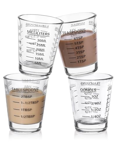 SAIAOKJ Shot Glass Measuring Cup Set, 4 Pack Espresso Shot Glasses (Black) - color: 4 Pack-Black