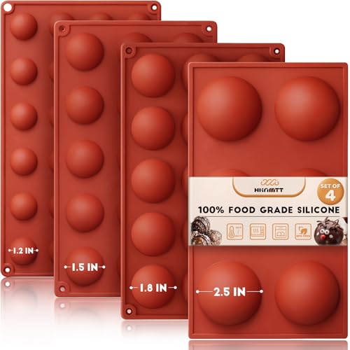HKNMTT Hemisphere Silicone Molds 4 Size Set for Hot Cocoa Chocolate Bombs Valentines Semi Ball Making Kit Cake Decor Mould, Food Grade Non-stick Kitchen Baking Supplies Oven Safe - style: 1.2-2.5" Semi Sphere 3PCS 4PCS