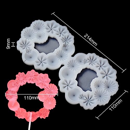 mostsom Silicone Candy Mold Flower Pattern Chocolate Resin 2PCS - size: A_ Flower Round Ring