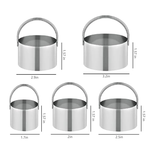 Biscuit Cutter Set, 5 Pack Round Cookie Cutters with Handle for Baking
