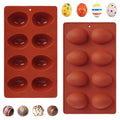 8-Cavity Easter Egg Shape Silicone Molds, 2Pcs Non-Stick Silicone Egg Mold