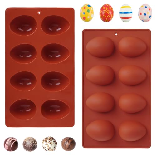8-Cavity Easter Egg Shape Silicone Molds, 2Pcs Non-Stick Silicone Egg Mold