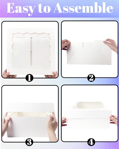 Bakepacker 36pcs 12"x12"x8" Cake Boxes with Window, White - color: White, 12"x12"x8", 18Pcs