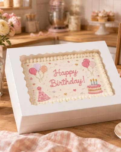 qiqee 16x12x4in Sheet Cake Box with Boards,12 Sets Quarter Bakery Box Donut - color: White, size: 12 Sets, 16"x12"x4"