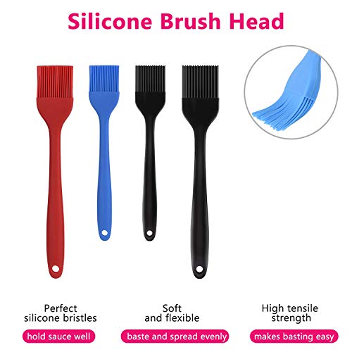 Hhyn Silicone Basting Pastry Brush Set 4 Pack, Multicolor - color: 4 Pcs Multicolor