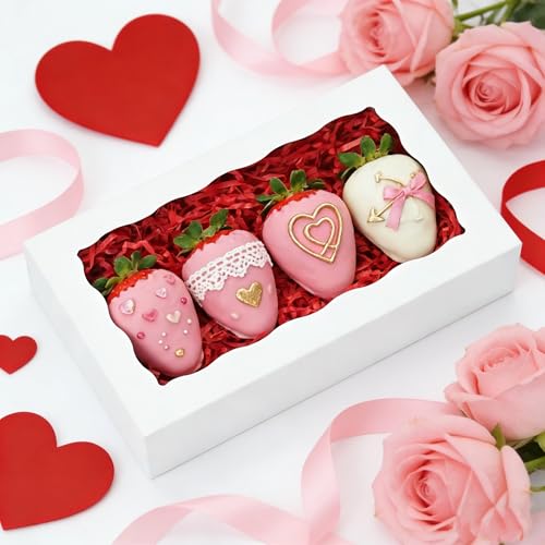XINHPKGG 50 Pcs Cookie Boxes 7" x4 3/8" x1 1/2" Bakery Boxes with Window - color: White