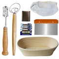 10inch Oval Banneton Proofing Basket Set Bread Baking Kit, Dough Scraper, Bread Lame, Danish Dough Whisk Sourdough Proofing Basket Artisanal Bread Making Tools and Supplies Set - size: 10inch oval