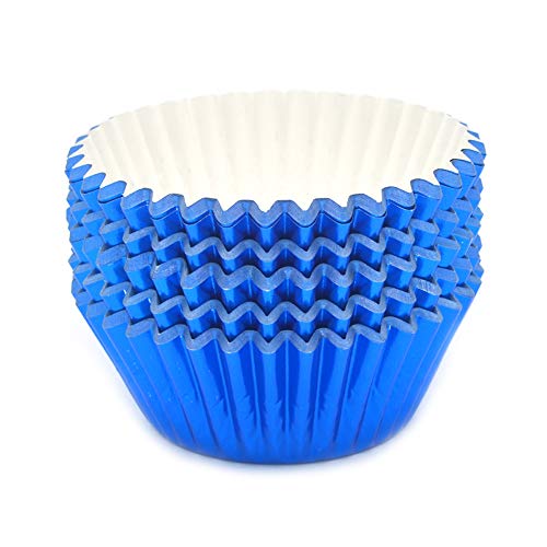 Standard Blue Foil Cupcake Liners Muffin Baking Cups for Party and More, 100-Count - color: Blue
