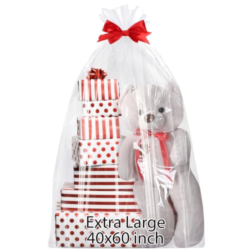 woric Extra Large Clear Cellophane Bags 40x60 Inch for Large Gift Baskets - size: 40x60 Inch