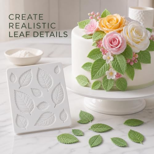 3D Mini Rose Leaf Silicone Fondant Mold - style: rose leaves molds 1