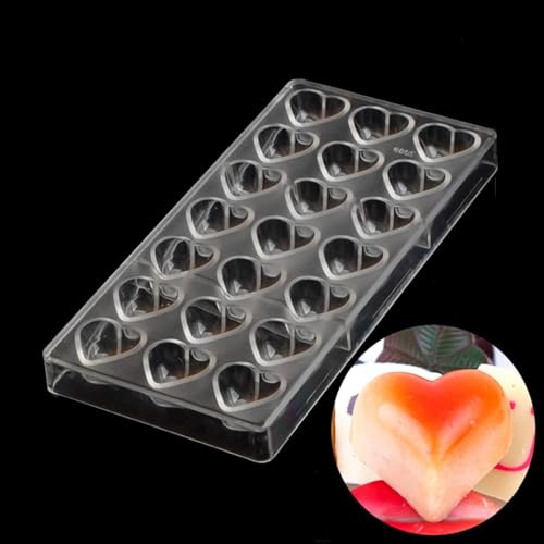 21 Grid Chocolate Candy Mold PC Polycarbonate Chocolate Making Mould with Scraper (Heart Shape) - color: Heart Shape