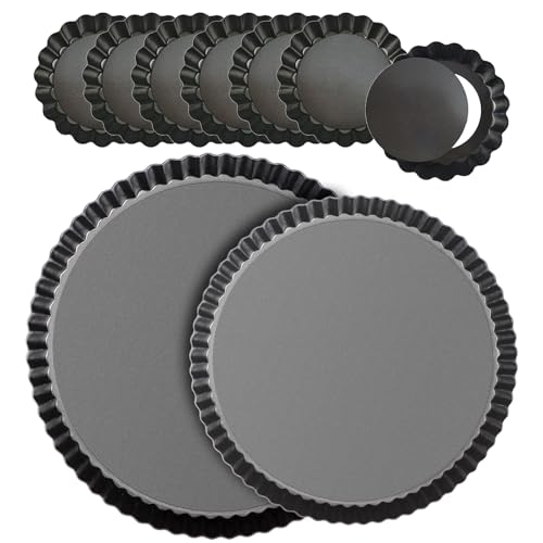 RICHSC-PAN Tart Pan Set, 11 & 9 Inch Tart Pans with 6Pcs 4 Inch Mini Pans. - size: (11+9+4)Inch