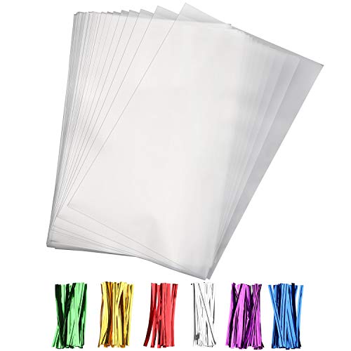 Nobranded 100 pcs Clear 6" x 10" Flat Cello Cellophane Bags Poly Treat Bags 2.8 mils for Gift Wrapping, Bakery, Cookie, Candies, Toast, Dessert, Party Favors Packaging - size: 6x10 Inch (Pack of 100)