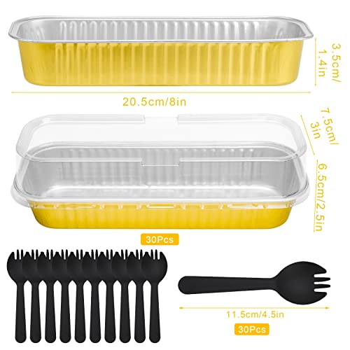 Upgrade Large 11.8oz Mini Cake Pans with Lids and Spoons 30Pcs Mini Loaf Pans Disposable for Gift Giving Bake Sale Lunchbox Baking ContainersSuitable for Bread, Cakes, Treats, Ice Cream - color: 30-pack-Gold