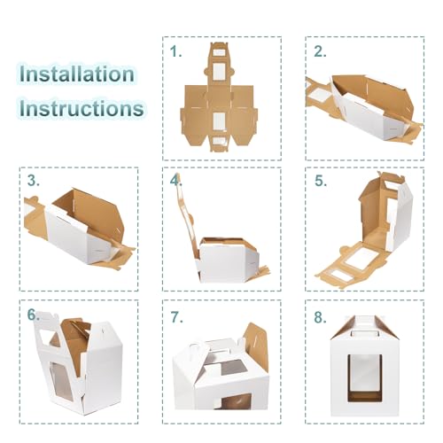 Wowxyz 4 Pack 2 Sizes Tall Cake Boxes for Tier Cakes 10x10x12 & 12x12x14