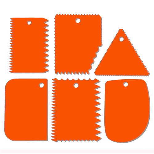 Cake Scraper, 6 Pcs Cake Smoother Scraper, Dough Scraper Orange - color: Orange