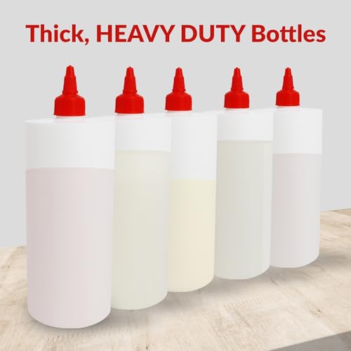 Reli. Plastic Squeeze Bottles, 24 oz. | 8 Pack | Condiment Squeeze Bottles for Sauces | White w/Red Twist Cap | Large 24 Ounce | Use for Condiments, Olive Oil, Liquids
