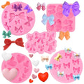 5 Pack Bowknot & Heart Shape Silicone Fondant Mold