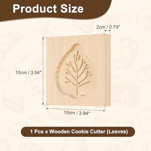 uxcell Cookie Stamp Wooden Cookie Cutter Baking Tools Leaves