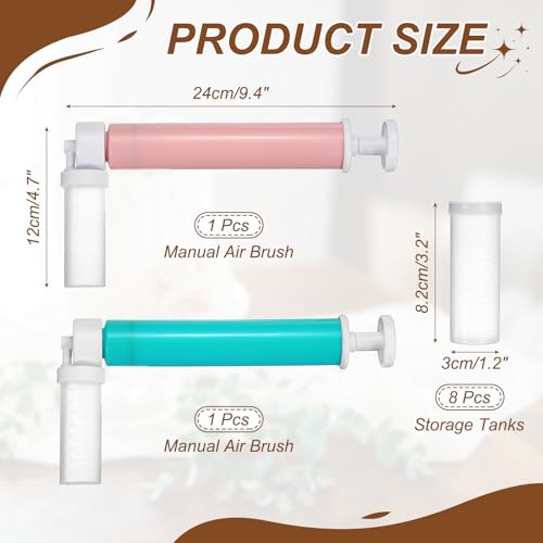 uxcell 2Pcs Manual Air Brush Cake Decorating Cake Air Brush Kit Pink - color: Pink/Blue