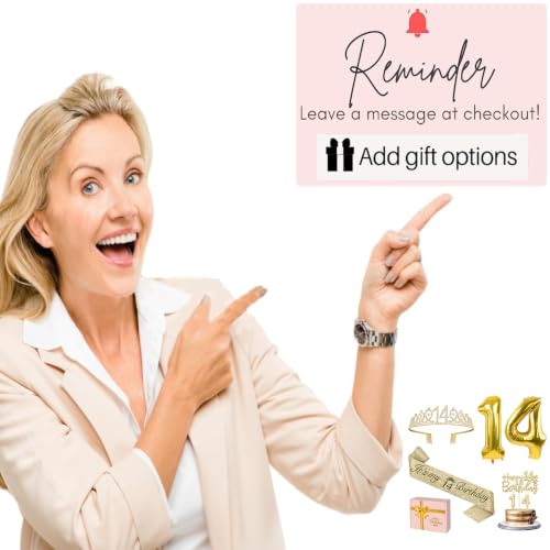 YeohJoy Gold 14th Birthday Decorations for Girls - style: 14th