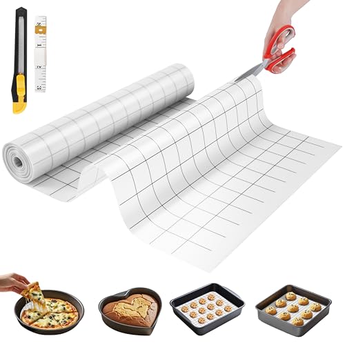 GTJ Silicone Baking Mat Roll, Reusable Baking Sheet Liners, 12 in x 6 ft - color: White + Black Line, size: 72"L x 12"W