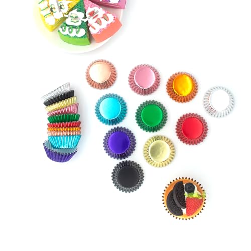 Mini Foil Paper Cupcake Liners, Perfect for Mini Cupcakes, Muffins and Other Treats, Pack of 320, Rosegold - color: Rosegold