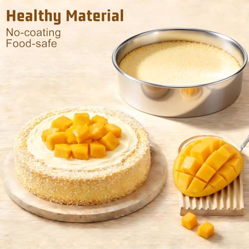 E-far 7 Inch Cake Pan Set of 3, Stainless Steel Round Baking Pans Tins - size: 7 x 2 Inch