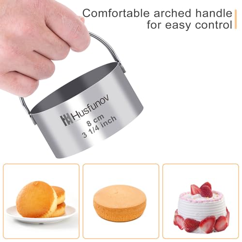 Husfunov Biscuit Cutter Set, Round Cookie Cutters with Handle - size: 5pcs Round with handle