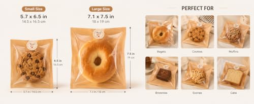 Cookie Bags with Seal, 100 Pack 5.7x6.5 Inch Bakery Bags with Window - size: 5.7 X 6.5in