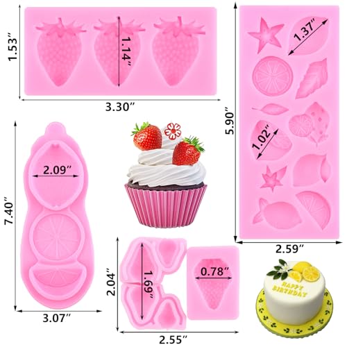 ZiXiang Fruit Silicone Mold Strawberry Lemon Fondant Molds Set Of 4 - color: Style C