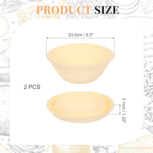 uxcell 2Pcs Silicone Bread Proofing Basket 9.3" Round Sourdough Bread Beige - color: Beige, size: 23.5 cm / 9.3 Inch