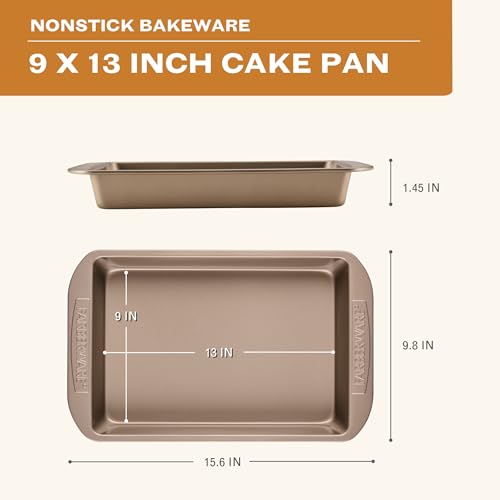 Farberware Nonstick Rectangular Cake Pan, 9x13 Baking Pan, Mocha - color: Mocha