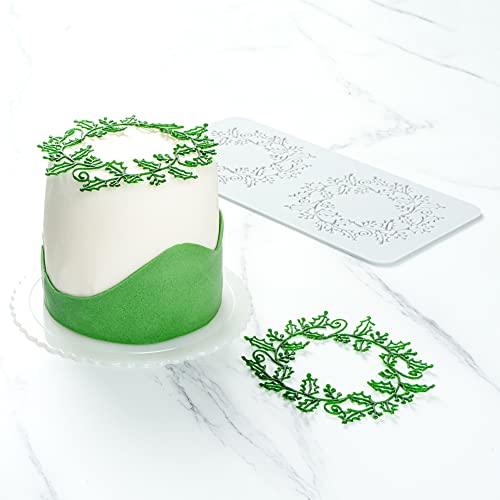 Restaurantware Pastry Tek Fondant Impression Mat 1 Reusable Fondant Embosser - Autumn Leaf Halo Pliable Gray Silicone Cake Impression Mat Dishwashable For Cake Decoration - style: Autumn Leaf Halo