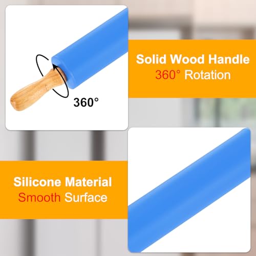 uxcell 6.7 Inch Silicone Rolling Pin Small Dough Roller Blue - color: Blue, size: 6.7 Inch