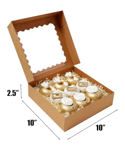 Bakepacker Auto-pop Up Pie Boxes 10x10x2.5 inches 36pcs Brown - color: Brown