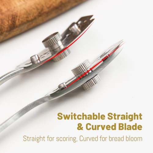 2-in-1 Bread Lame, Stainless Sourdough Scoring Tool with 5 Blades, Sharp Dough Scoring Knife, Bread Scoring Tool with Leather Protector Cover Sourdough Bread Baking Supplies - style: Finesse