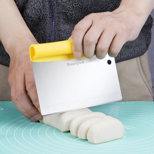 Suanyok Bench Dough Cutter-Flexible Plastic Bowl Scraper,Yellow - color: Yellow