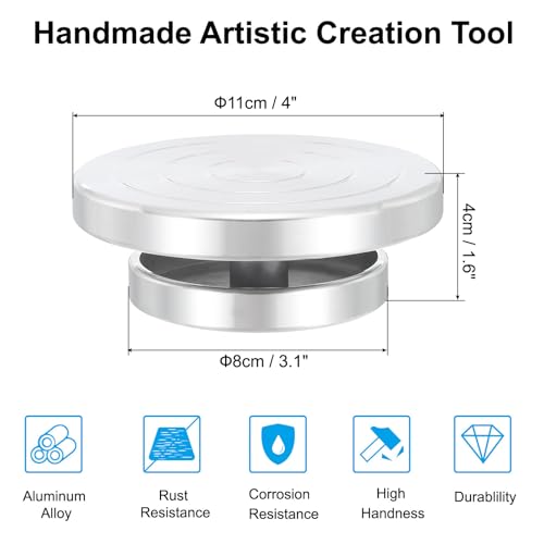 PATIKIL Turntable Sculpting Wheel, 4 Inch Dia Pottery Clay Rotation Turn Table Double Sided for Cake Decorating Paint Spraying Painting Crafting Projects - size: 4"