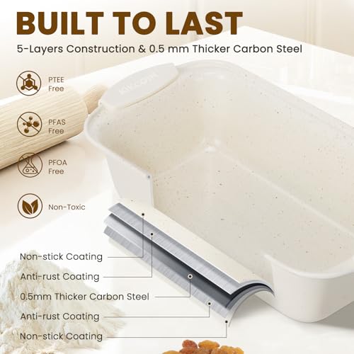 Kikcoin 22 PCS Nonstick Baking Pans Set, Stackable Bakeware Sets with Silicone Handles, 450°F Oven Safe Baking Sheet Set, Easy Release Cookie Sheets for Baking, Cream - color: Cream