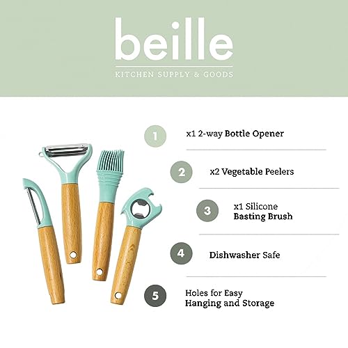 Beille Kitchen Cooking Utensils Baking Supplies Meal Prep Gadgets Tool Set Pastel 4pc - style: 4 Piece Set