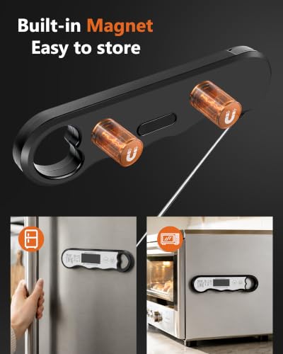 COOLMI Instant Read Meat Thermometer, 2-4 Sec, Waterproof, Rechargeable - color: Rechargeable Model-Black