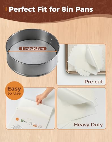 8 Inches Round Parchment Paper for Baking, Unbleached & Pre-cut - color: Food Grade White, size: 8" -120 Pcs