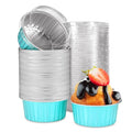 50pcs Mini Disposable Foil Ramekins with Lids 5oz, Light Blue - color: Light Blue