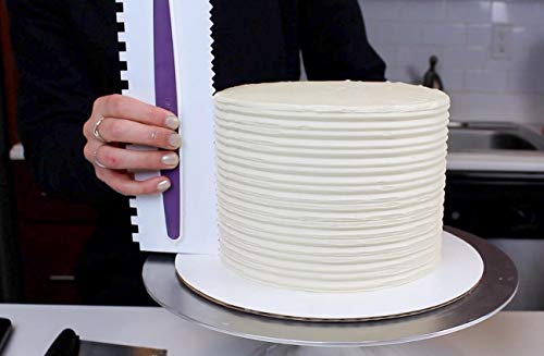 Decorating Comb and Icing Smoother Set of 3 Cake Scrapers - color: white&purple