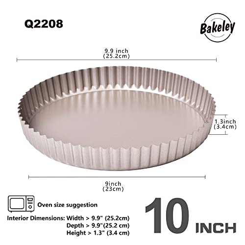 10-Inch Round Tart Pan with Loose Removable Bottom, Non-Stick Carbon Steel Quiche Pan for Oven Baking (Champagne Gold) - size: 10" Round (Champagne Gold)
