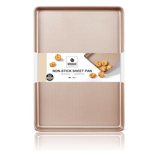 HONGBAKE Jelly Roll Pan 15x10, Nonstick Cookie Sheets for Baking - color: Champagne Gold, size: Jelly Roll Pan