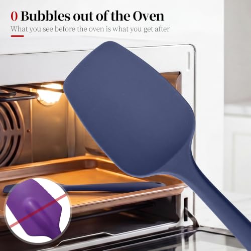 600ºF Heat Resistant Silicone Spatula Spoonula Set of 4, Blue - color: (3) Midnight Blue, size: 4 Spatulas